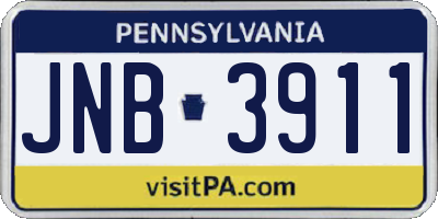 PA license plate JNB3911