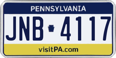PA license plate JNB4117