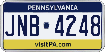 PA license plate JNB4248