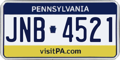 PA license plate JNB4521