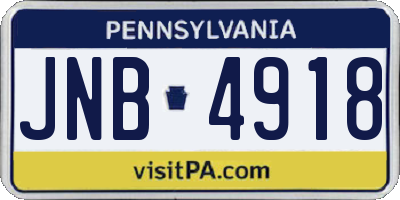 PA license plate JNB4918