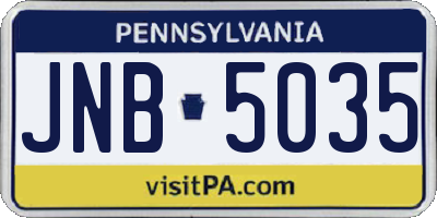 PA license plate JNB5035