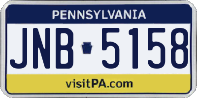 PA license plate JNB5158