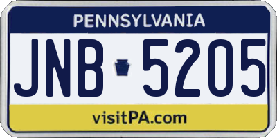 PA license plate JNB5205