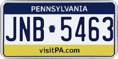PA license plate JNB5463