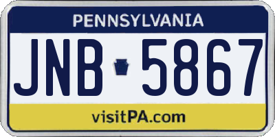 PA license plate JNB5867