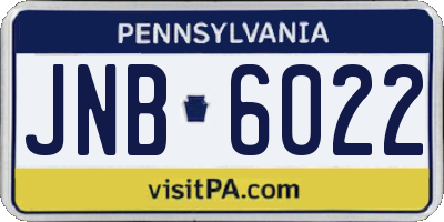 PA license plate JNB6022