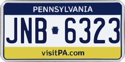 PA license plate JNB6323
