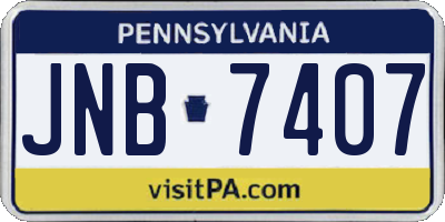 PA license plate JNB7407