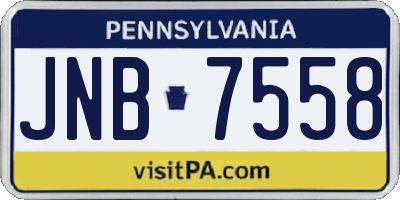 PA license plate JNB7558