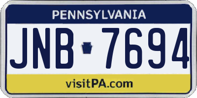 PA license plate JNB7694