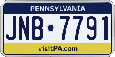 PA license plate JNB7791