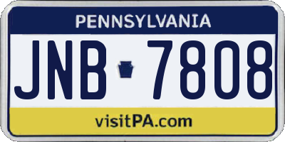 PA license plate JNB7808
