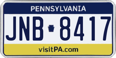 PA license plate JNB8417