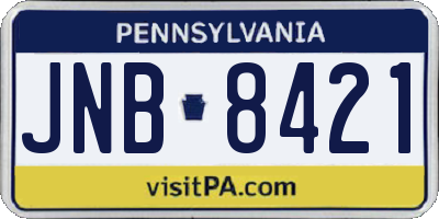PA license plate JNB8421