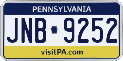 PA license plate JNB9252