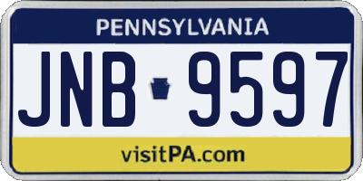 PA license plate JNB9597
