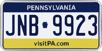 PA license plate JNB9923