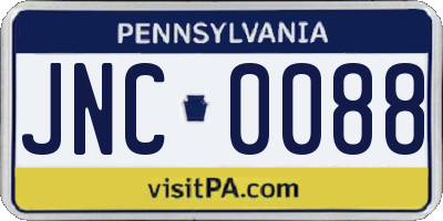 PA license plate JNC0088