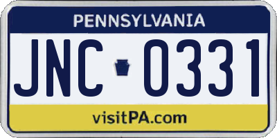 PA license plate JNC0331