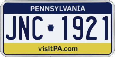 PA license plate JNC1921