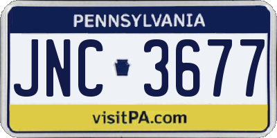 PA license plate JNC3677