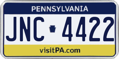PA license plate JNC4422