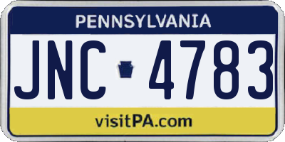 PA license plate JNC4783