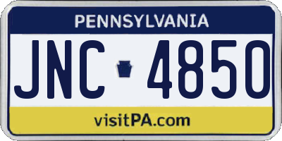 PA license plate JNC4850