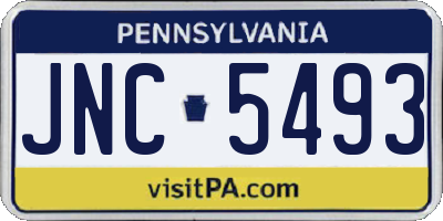 PA license plate JNC5493
