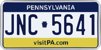 PA license plate JNC5641
