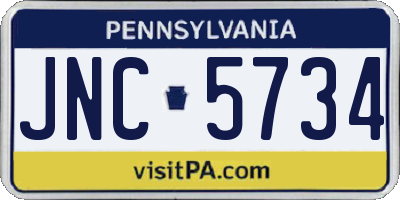 PA license plate JNC5734