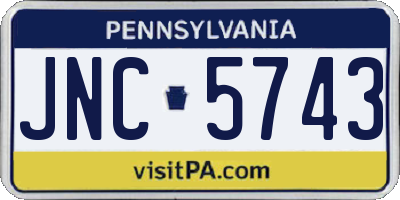 PA license plate JNC5743
