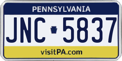 PA license plate JNC5837