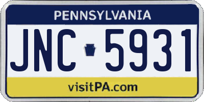 PA license plate JNC5931