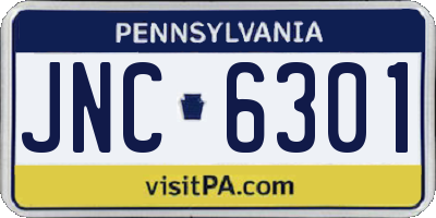 PA license plate JNC6301