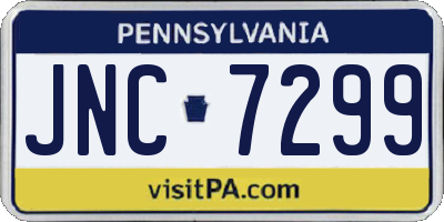 PA license plate JNC7299