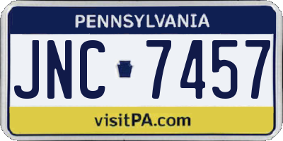 PA license plate JNC7457