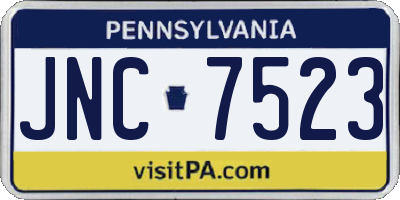PA license plate JNC7523