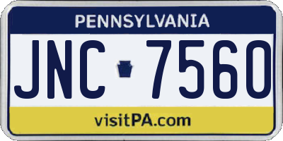 PA license plate JNC7560