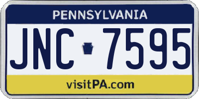 PA license plate JNC7595