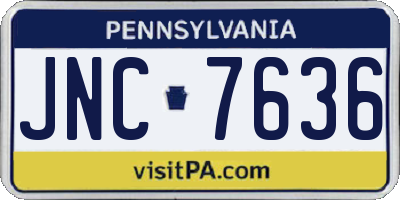 PA license plate JNC7636