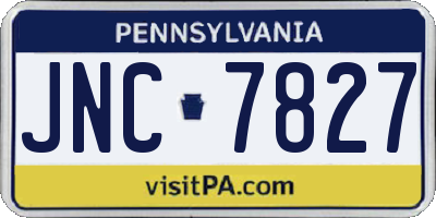 PA license plate JNC7827