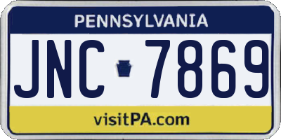 PA license plate JNC7869