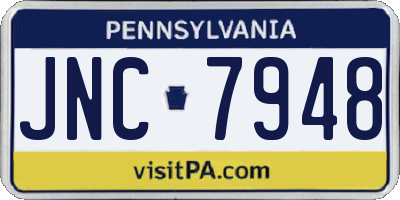 PA license plate JNC7948