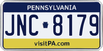 PA license plate JNC8179