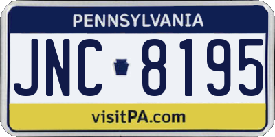 PA license plate JNC8195