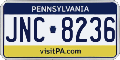 PA license plate JNC8236