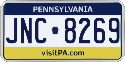 PA license plate JNC8269