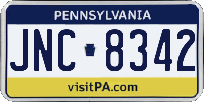 PA license plate JNC8342